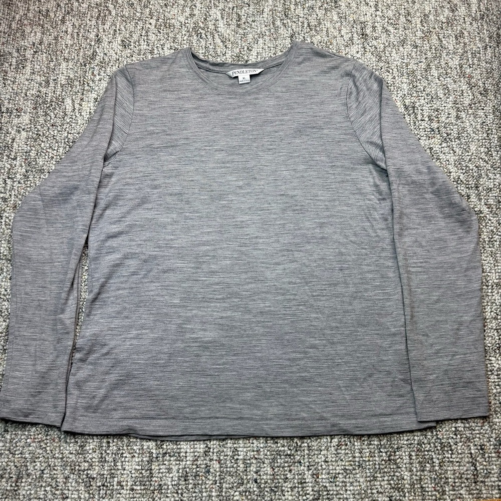 Pendleton Shirt Womens XL Merino Wool Crewneck Long Sleeve Gray